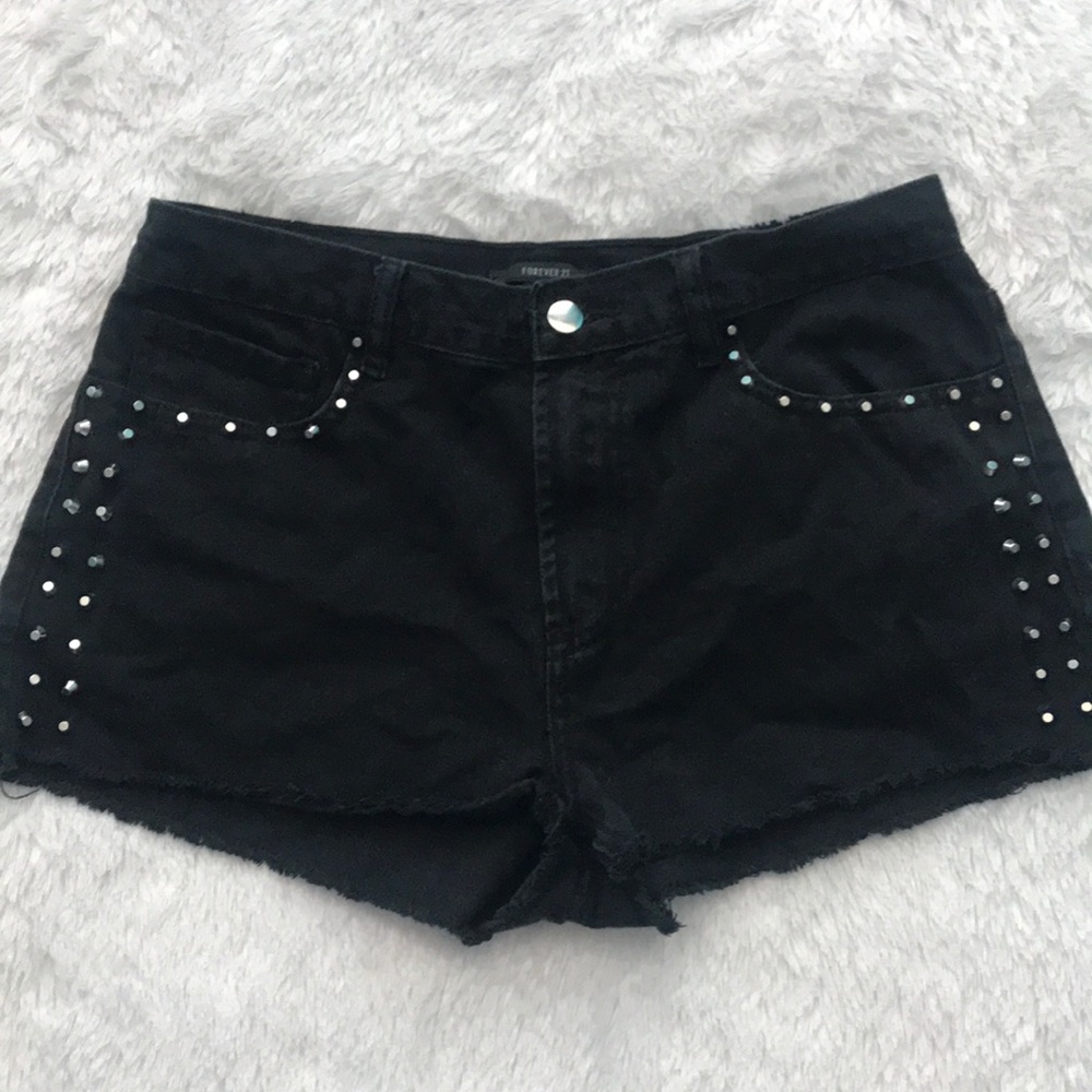 Black studded high waisted shorts